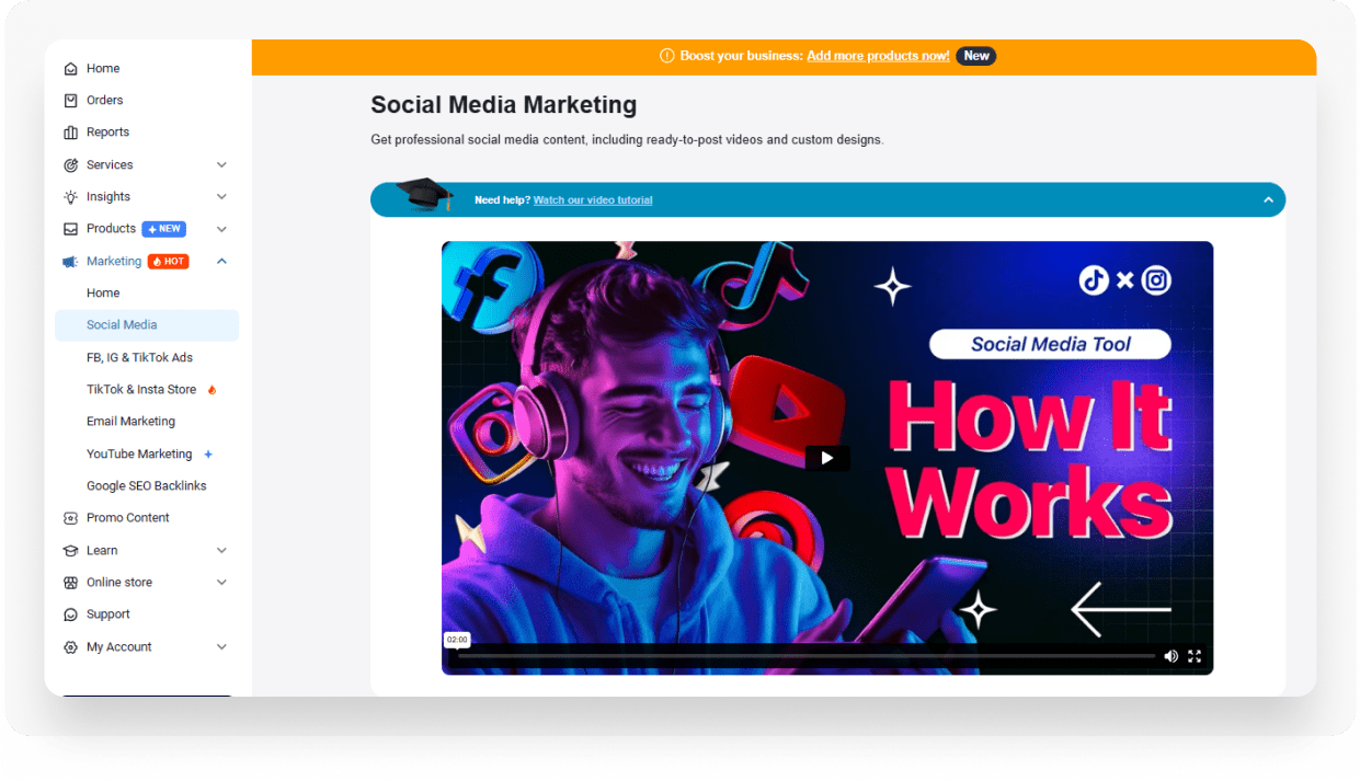 Sellvia's Social Media Marketing Tool