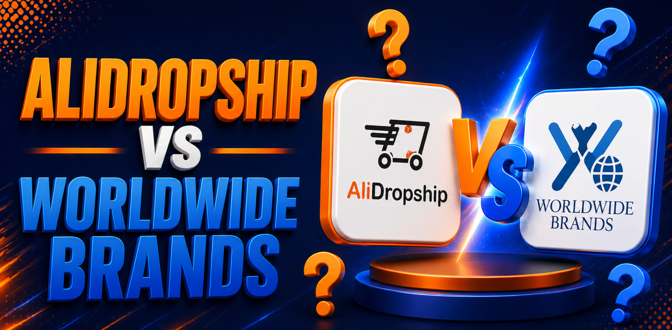 Featured image for the article with comparison of AliDropship vs Worldwide Brands.