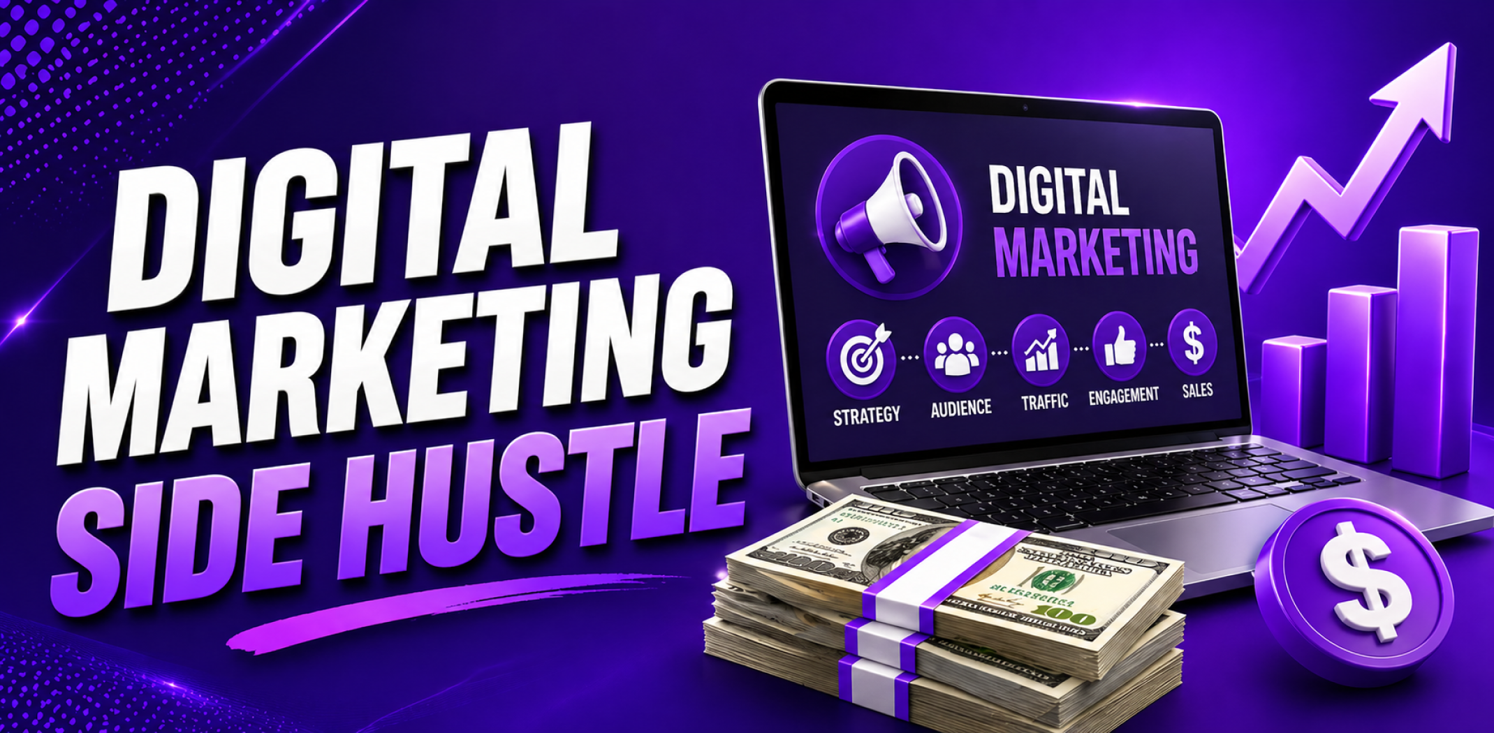 Featured image for the article about digital marketing side hustle.