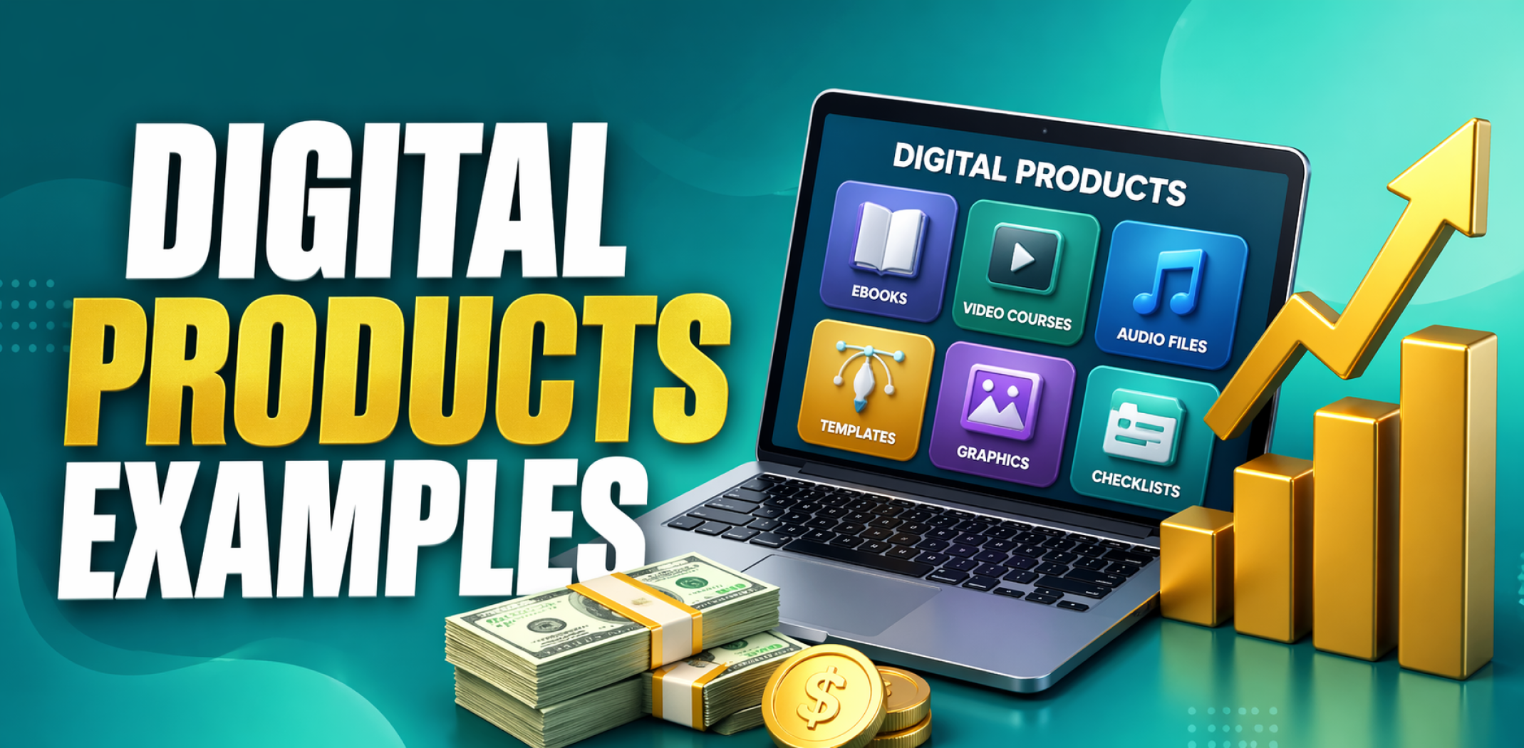 Featured image for the article with digital products examples.