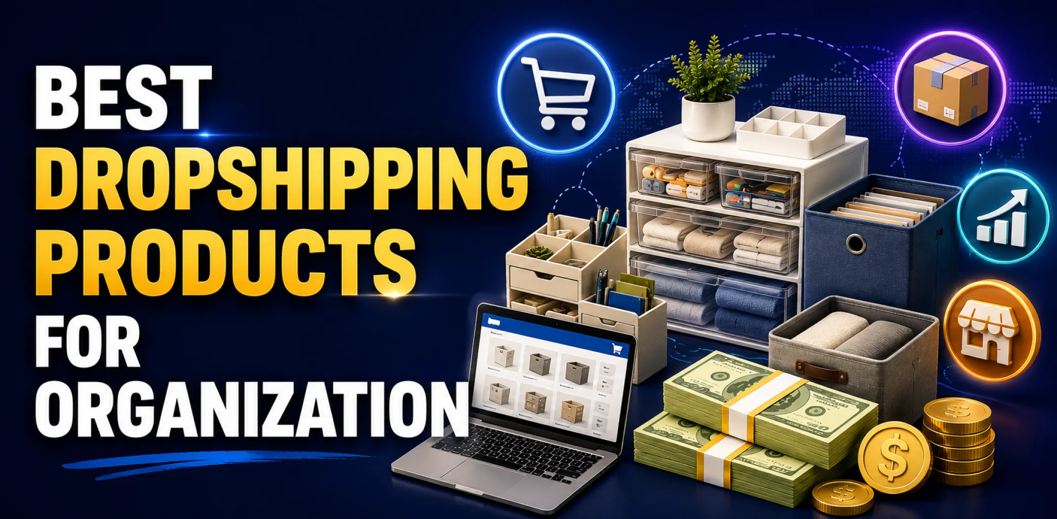 Featured image for an article about the best dropshipping products for organization