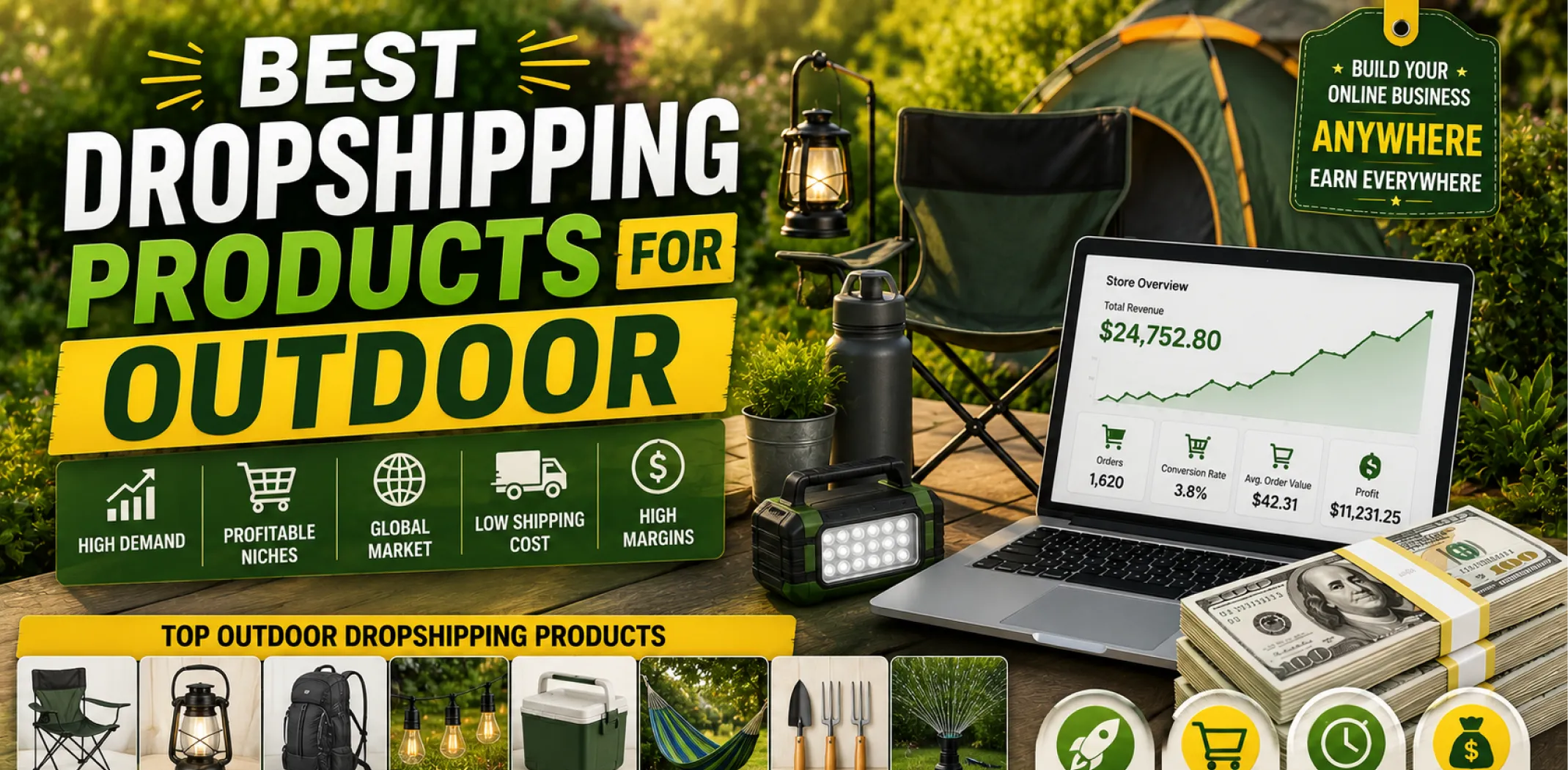 Featured image for an article about the best dropshipping products for outdoor and garden